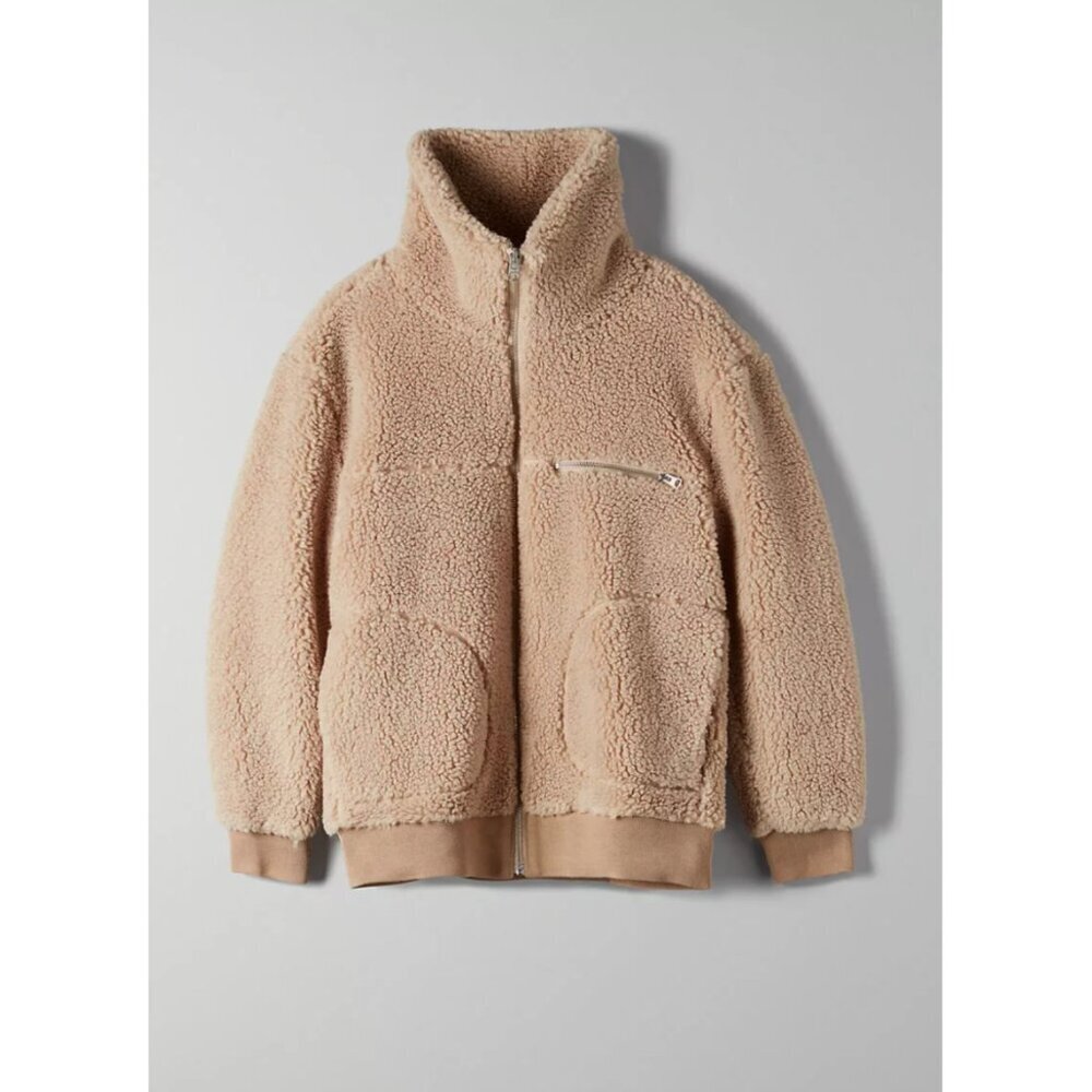 Aritzia Wilfred Free the Teddy Jacket Zip Up Plush Sherpa in Sanders, Size XS - Picture 3 of 16